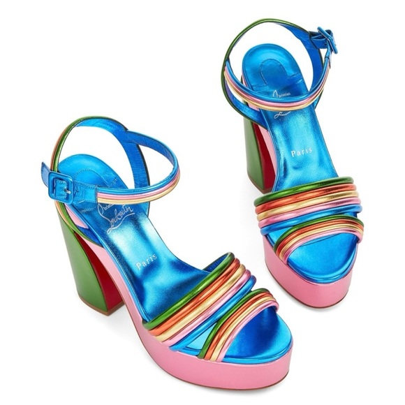 Christian Louboutin Manola Disco Leather Platform Sandals 120 - Picture 7 of 10